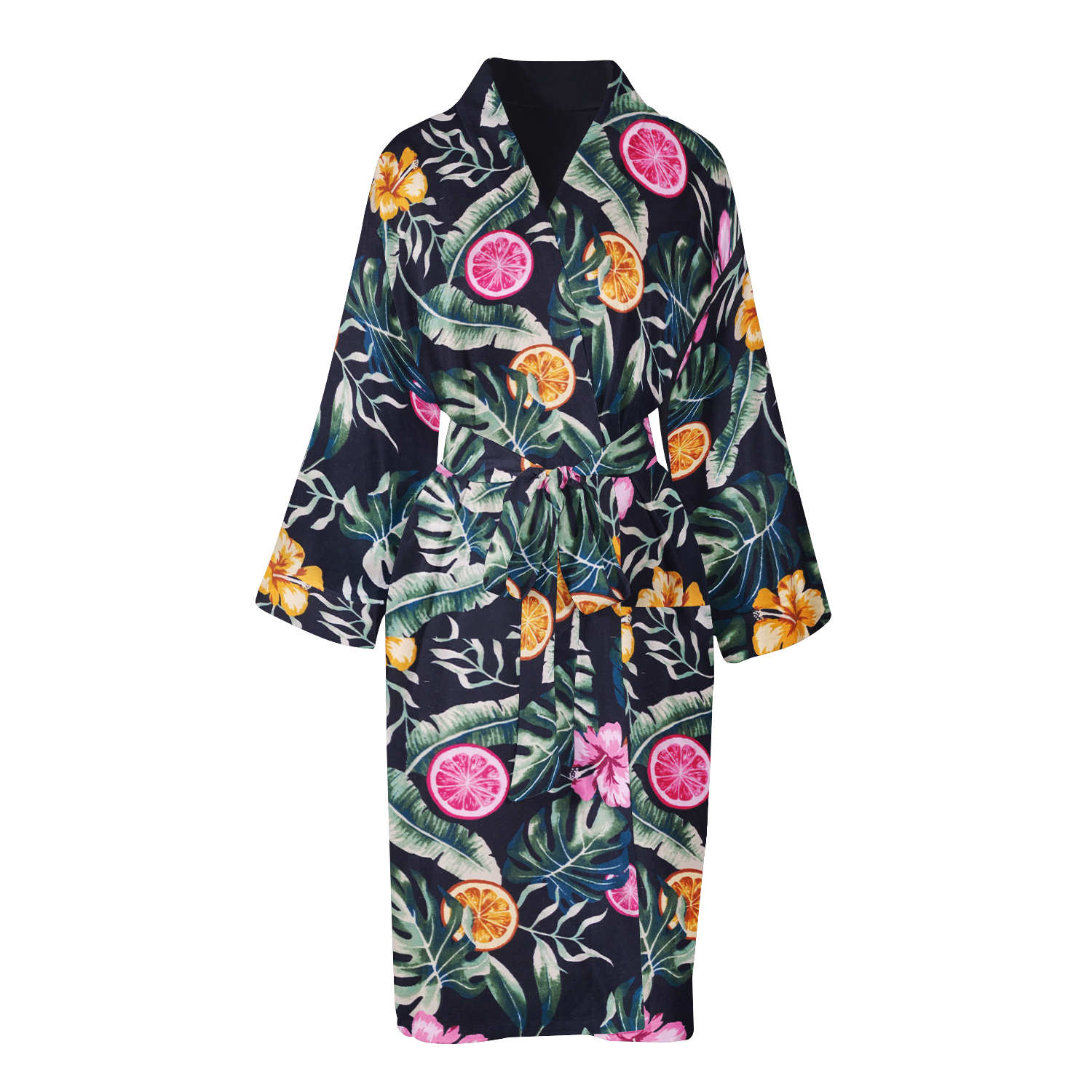 black fruit tropical robe